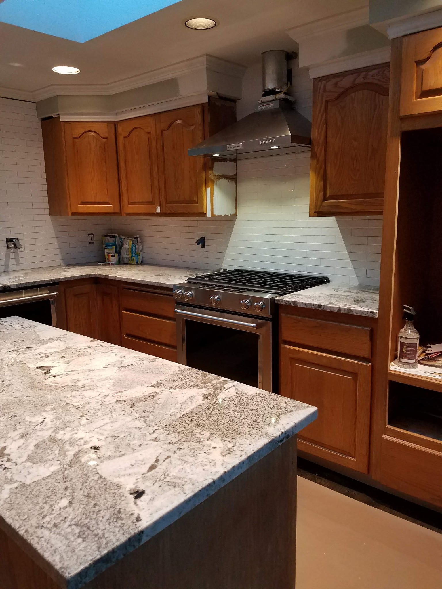 Kitchen island and countertop area